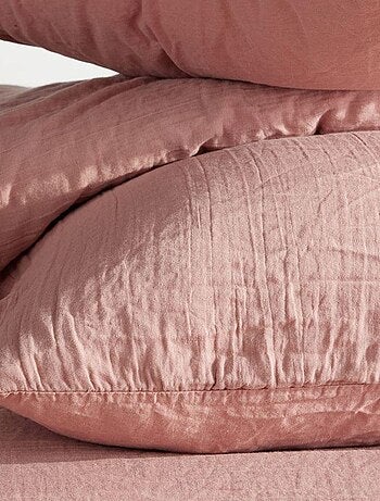 Parure de lit gaze de coton unie ROSE ESSENTIAL