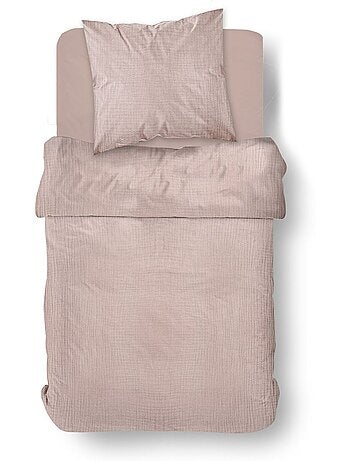 Parure de lit gaze de coton unie ROSE ESSENTIAL