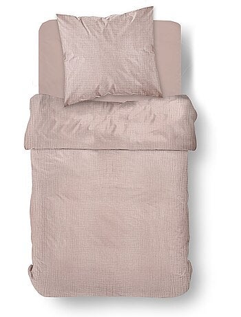 Parure de lit gaze de coton unie ROSE ESSENTIAL