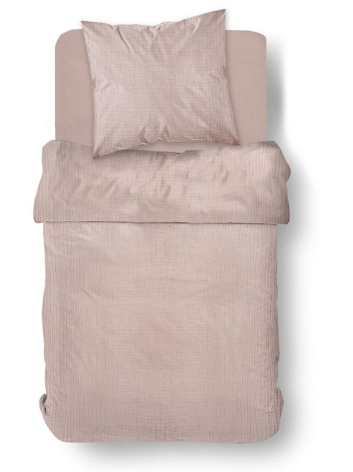 Parure de lit gaze de coton unie ROSE ESSENTIAL - Kiabi