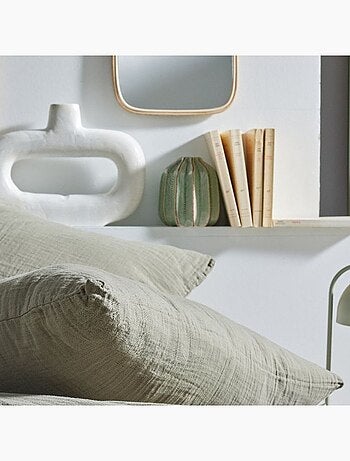 Parure de lit gaze de coton unie SAUGE ESSENTIAL