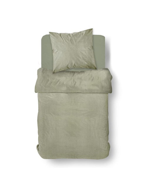 Parure de lit gaze de coton unie SAUGE ESSENTIAL - Kiabi Parure de lit gaze de coton unie SAUGE ESSENTIAL - Kiabi