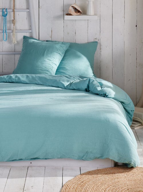 Parure de lit gaze de coton unie SEA SIDE - Kiabi