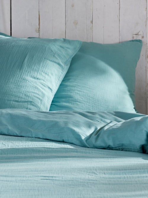 Parure de lit gaze de coton unie SEA SIDE - Kiabi