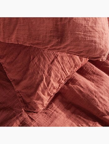 Parure de lit gaze de coton unie TERRACOTTA ESSENTIAL