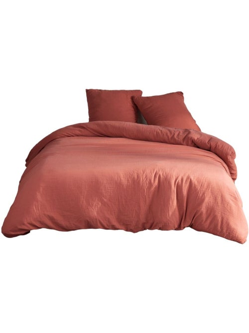 Parure de lit gaze de coton unie TERRACOTTA ESSENTIAL - Kiabi