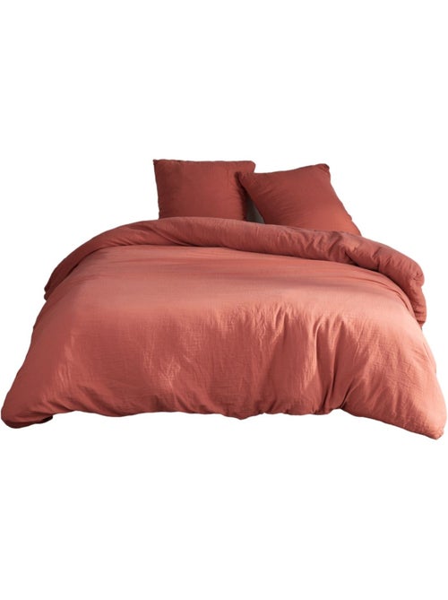 Parure de lit gaze de coton unie TERRACOTTA ESSENTIAL - Kiabi