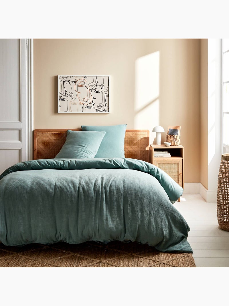 Parure de lit gaze de coton vert amande Alix Vert clair - Kiabi