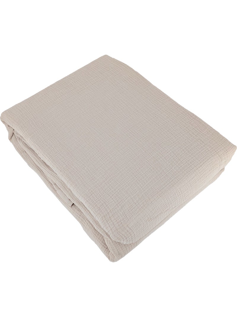 Parure de lit GAZGAZ double gaze de coton Beige argile - Kiabi