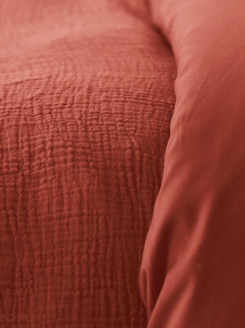 Parure de lit GAZGAZ double gaze de coton Jaune moutarde - Kiabi