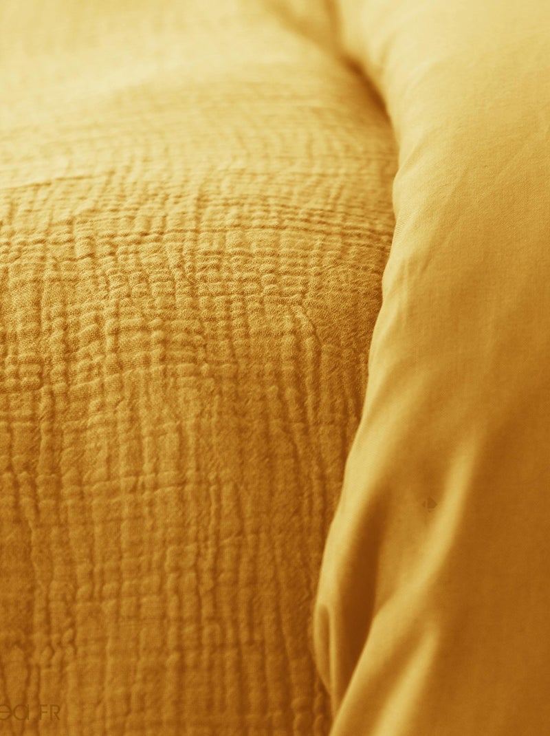 Parure de lit GAZGAZ double gaze de coton Jaune or - Kiabi