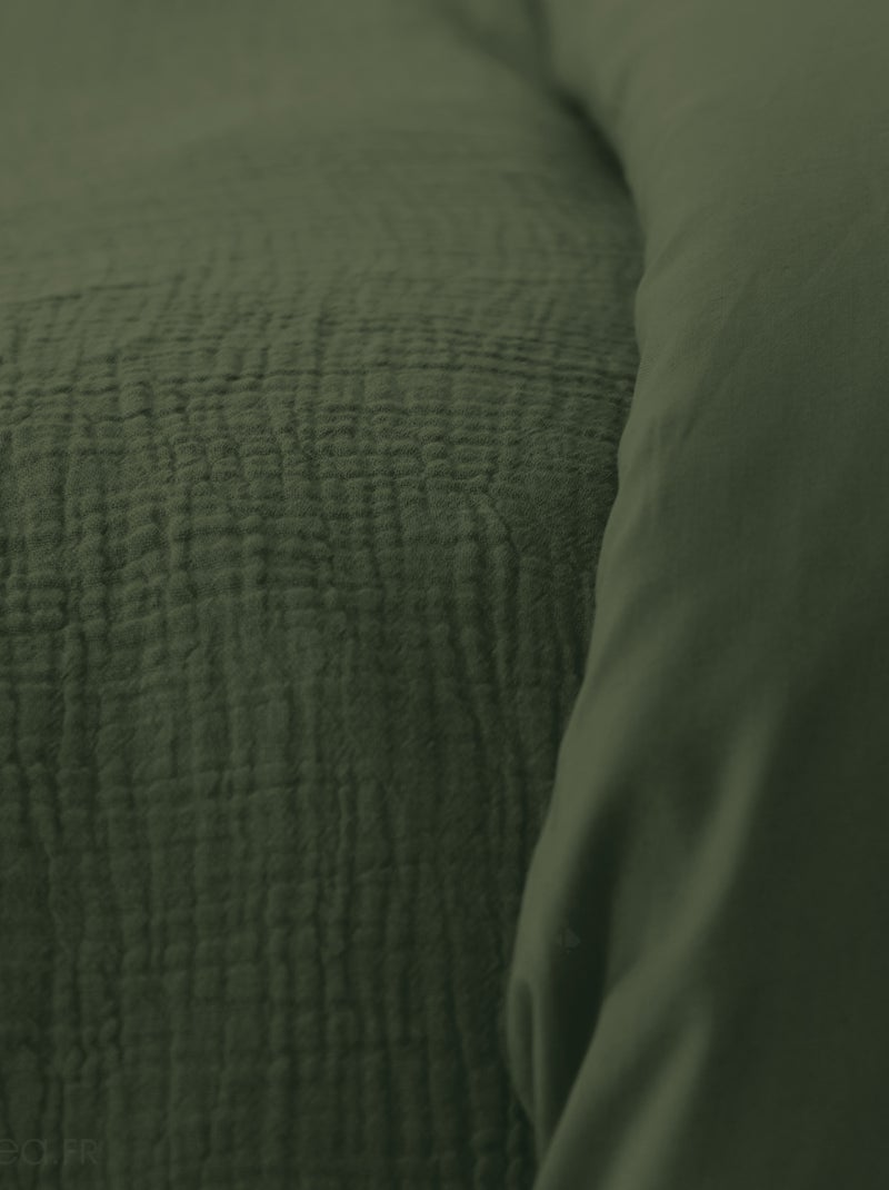 Parure de lit GAZGAZ double gaze de coton Kaki - Kiabi