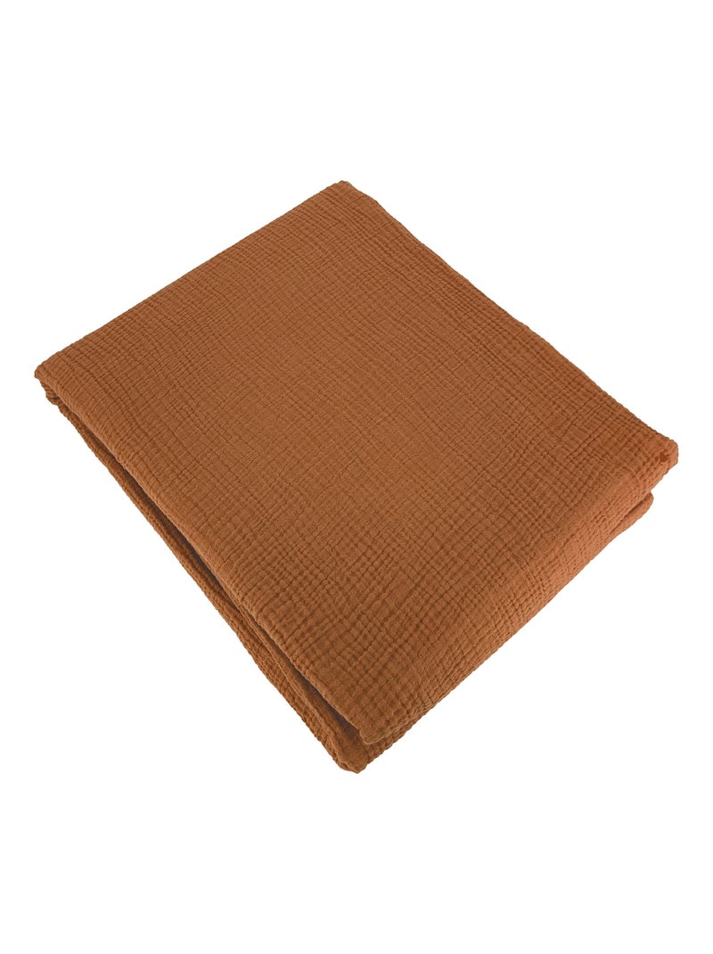 Parure de lit GAZGAZ double gaze de coton Marron caramel - Kiabi