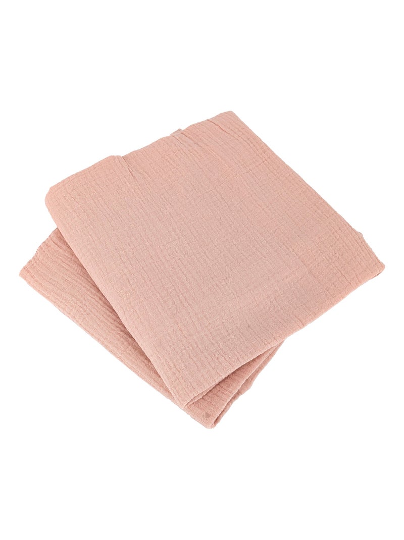 Parure de lit GAZGAZ double gaze de coton Rose pâle - Kiabi