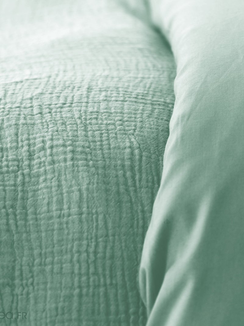Parure de lit GAZGAZ double gaze de coton Vert clair - Kiabi