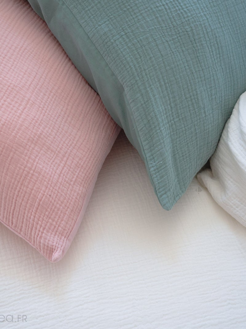 Parure de lit GAZGAZ double gaze de coton Vert clair - Kiabi