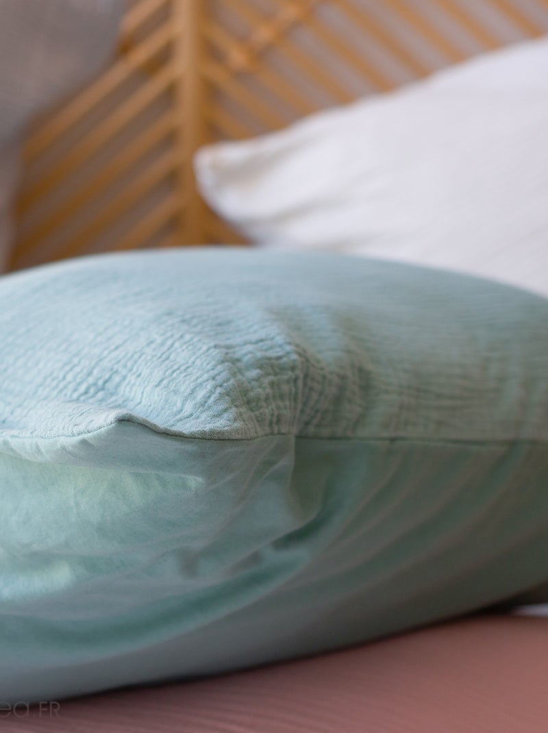 Parure de lit GAZGAZ double gaze de coton Vert clair - Kiabi