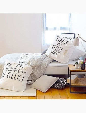 Parure de lit geek coton gris - 3 pièces - 220x240 cm