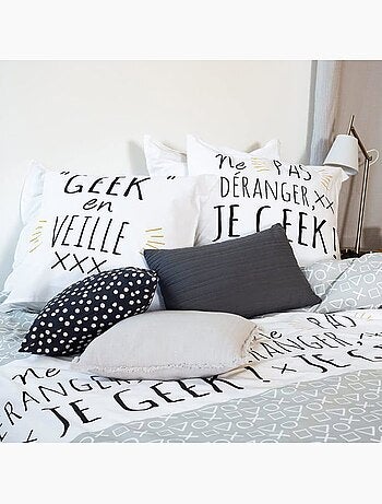 Parure de lit geek coton gris - 3 pièces - 220x240 cm