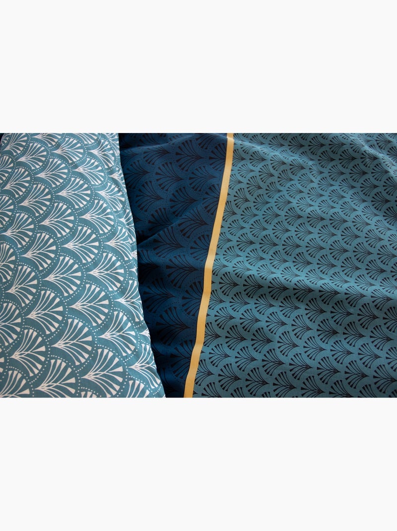 Parure de lit GRAPHIQUE Élégante – 100% coton 57 fils/cm² Bleu - Kiabi
