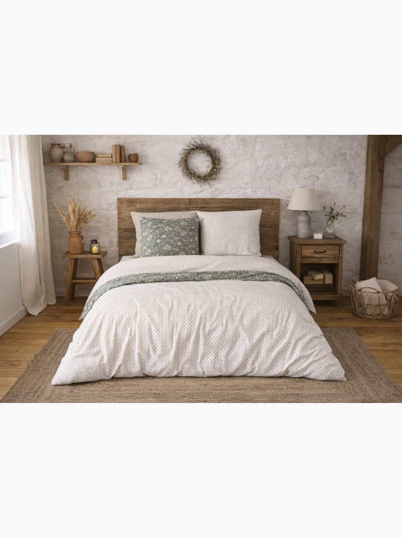 Parure de lit harmonie botanique réversible - 240x220 / vert Vert - Kiabi