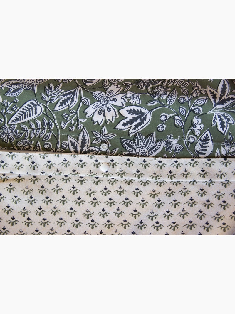 Parure de lit harmonie botanique réversible - 240x220 / vert Vert - Kiabi