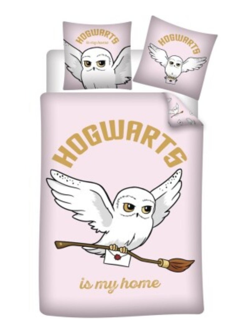 Parure de Lit Harry Potter – Edwige – Housse de Couette + Taie d'oreiller Rose - Kiabi