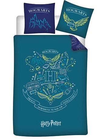 Parure de Lit Harry Potter Poudlard 140x200 cm + Taie 63x63 cm 100% Polyester Réversible