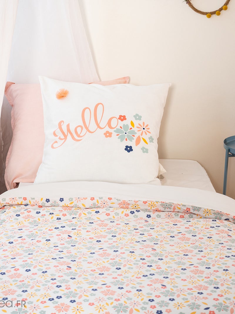 Parure de lit HELLO coton BCI adouci Blanc - Kiabi