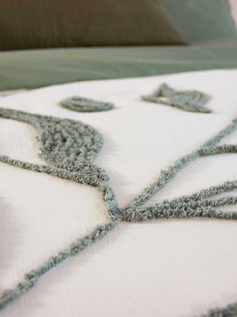 Parure de lit HERBIER – 240x220 cm – Coton BCI lavé tufté – 52 fils/cm² – Vert olive Vert - Kiabi