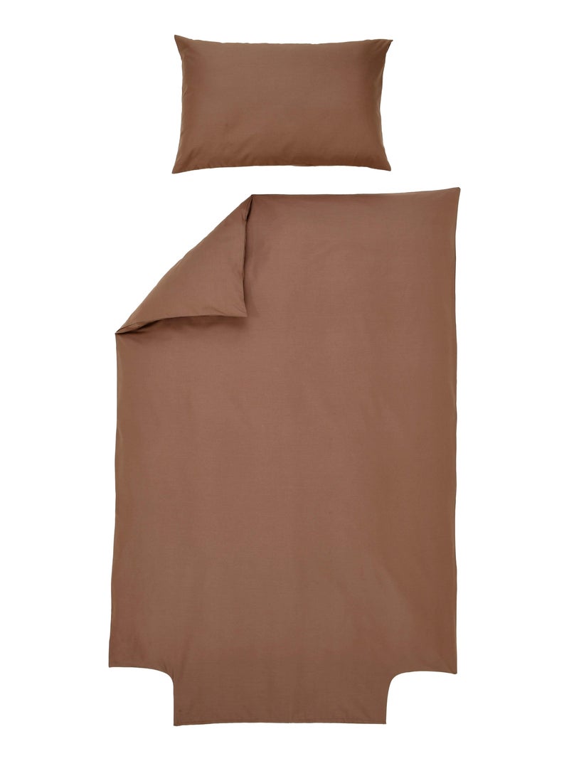 Parure de lit housse de couette 100x140 cm + taie 40x60 cm - Coton Bio - 'P'tit Basile' Mauve - Kiabi