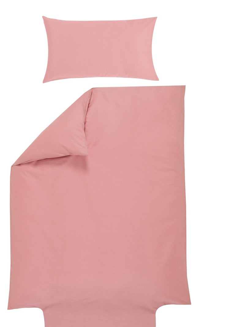 Parure de lit housse de couette 100x140 cm + taie 40x60 cm - Coton Bio - 'P'tit Basile' Rose foncé - Kiabi