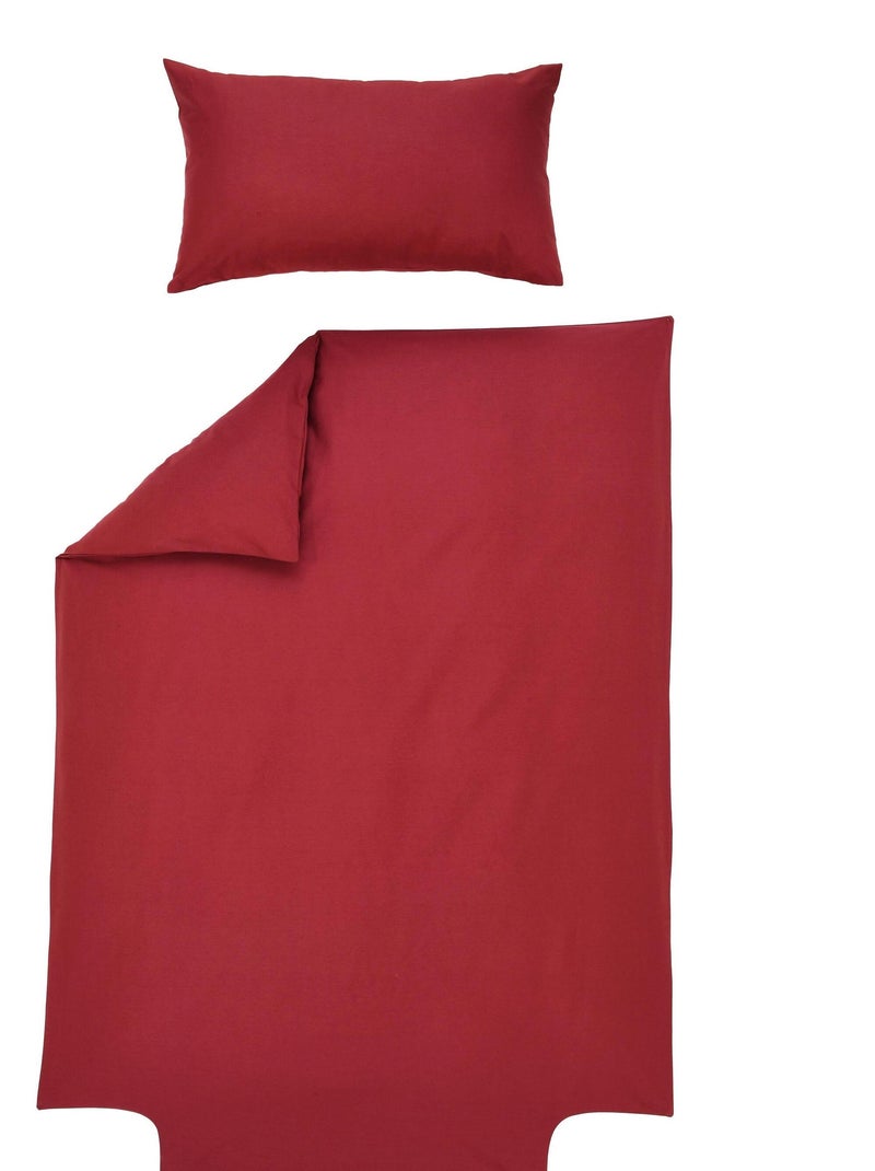 Parure de lit housse de couette 100x140 cm + taie 40x60 cm - Coton Bio - 'P'tit Basile' Rouge bordeaux - Kiabi