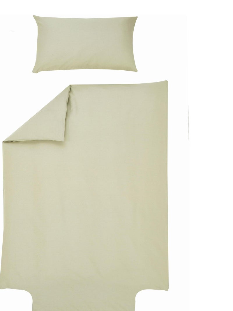 Parure de lit housse de couette 100x140 cm + taie 40x60 cm - Coton Bio - 'P'tit Basile' Vert clair - Kiabi
