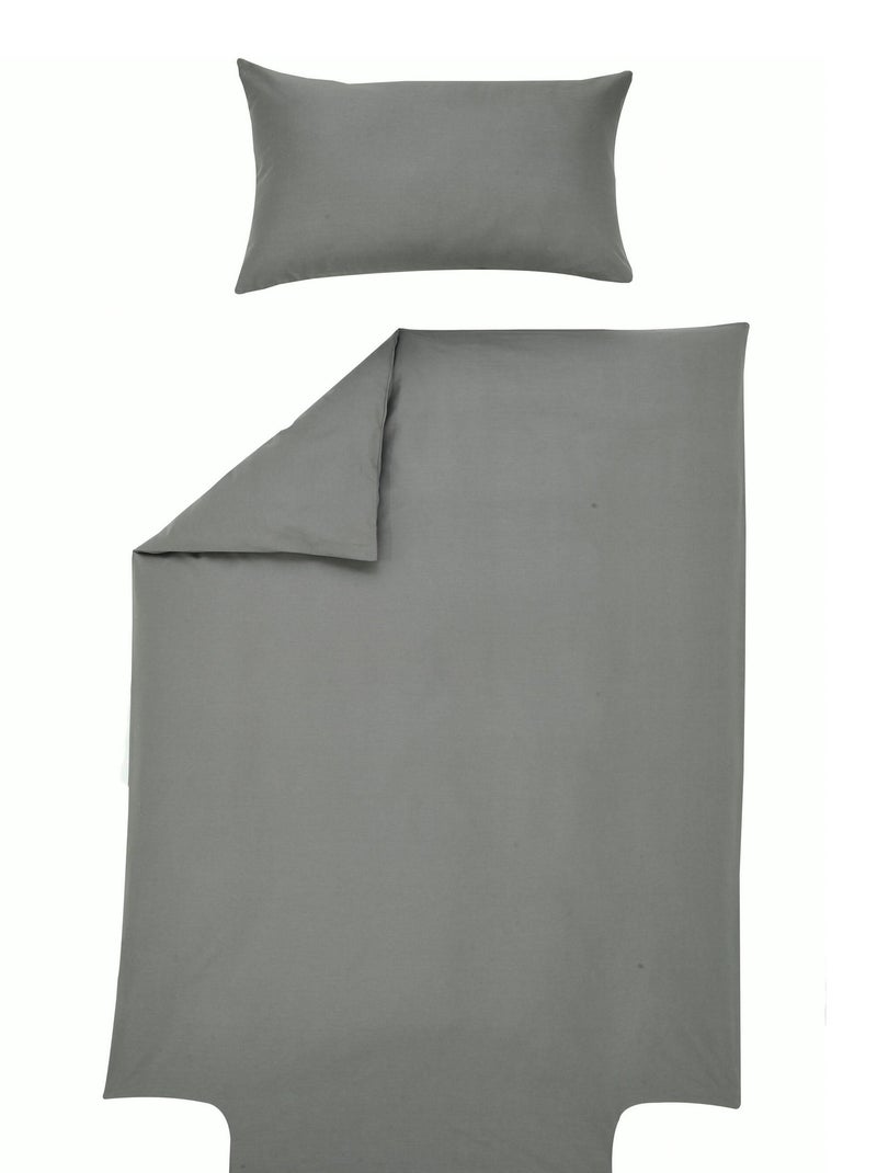 Parure de lit housse de couette 100x140 cm + taie 40x60 cm - Coton Bio - 'P'tit Basile' Vert foncé - Kiabi