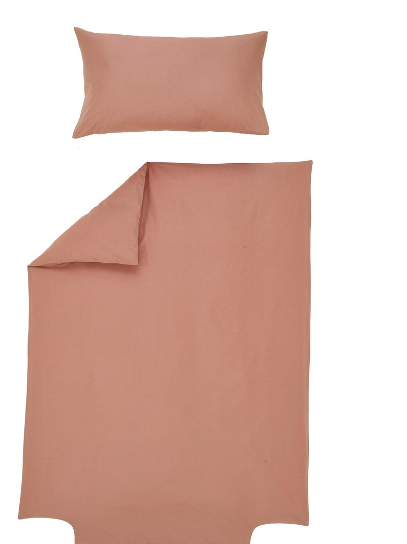 Parure de lit housse de couette 100x140 cm + taie 40x60 cm - Coton Bio - 'P'tit Basile' Vieux rose - Kiabi