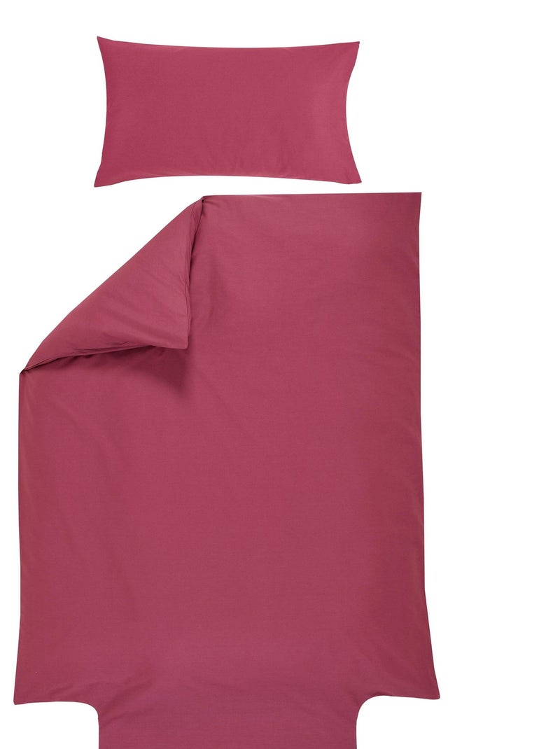 Parure de lit housse de couette 100x140 cm + taie 40x60 cm - Coton Bio - 'P'tit Basile' Violet prune - Kiabi