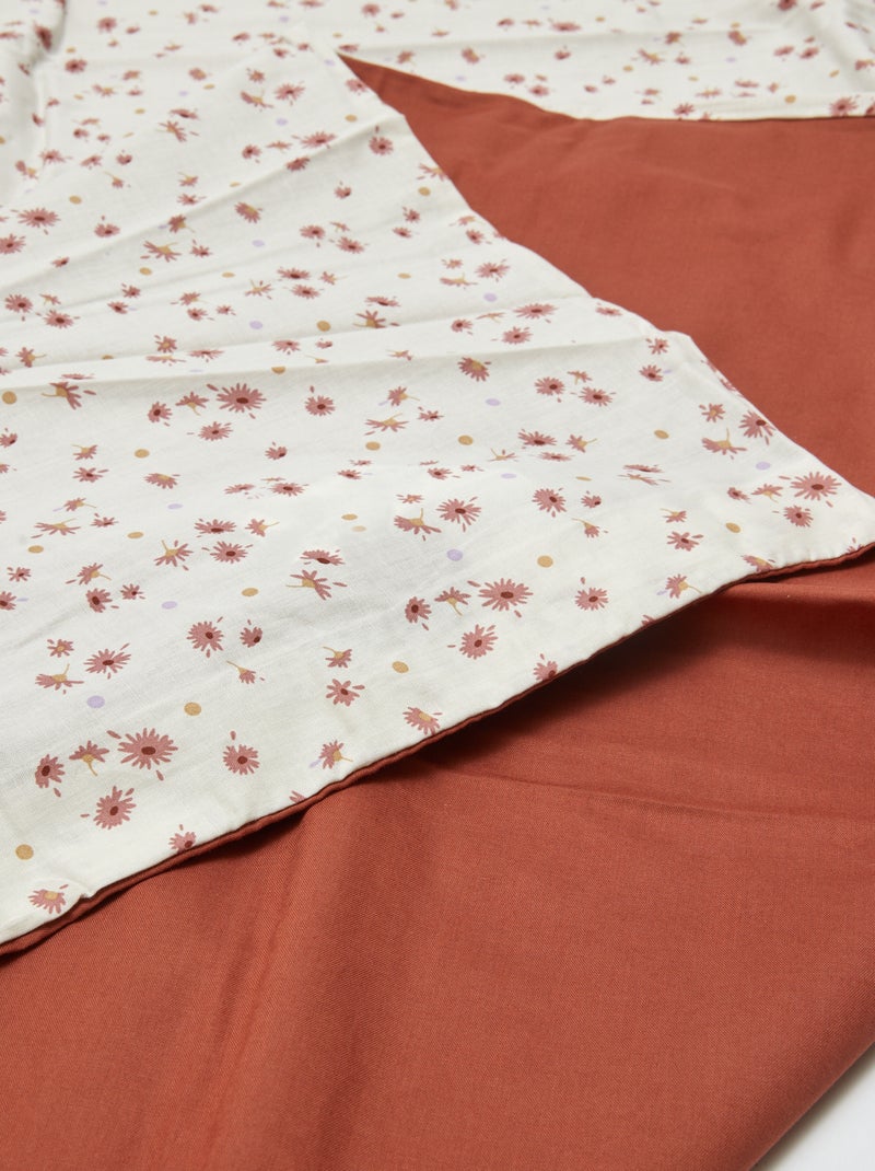 Parure de lit housse de couette (140 x 200cm)  + taie d'oreiller - 2 pièces Ecru/rose - Kiabi