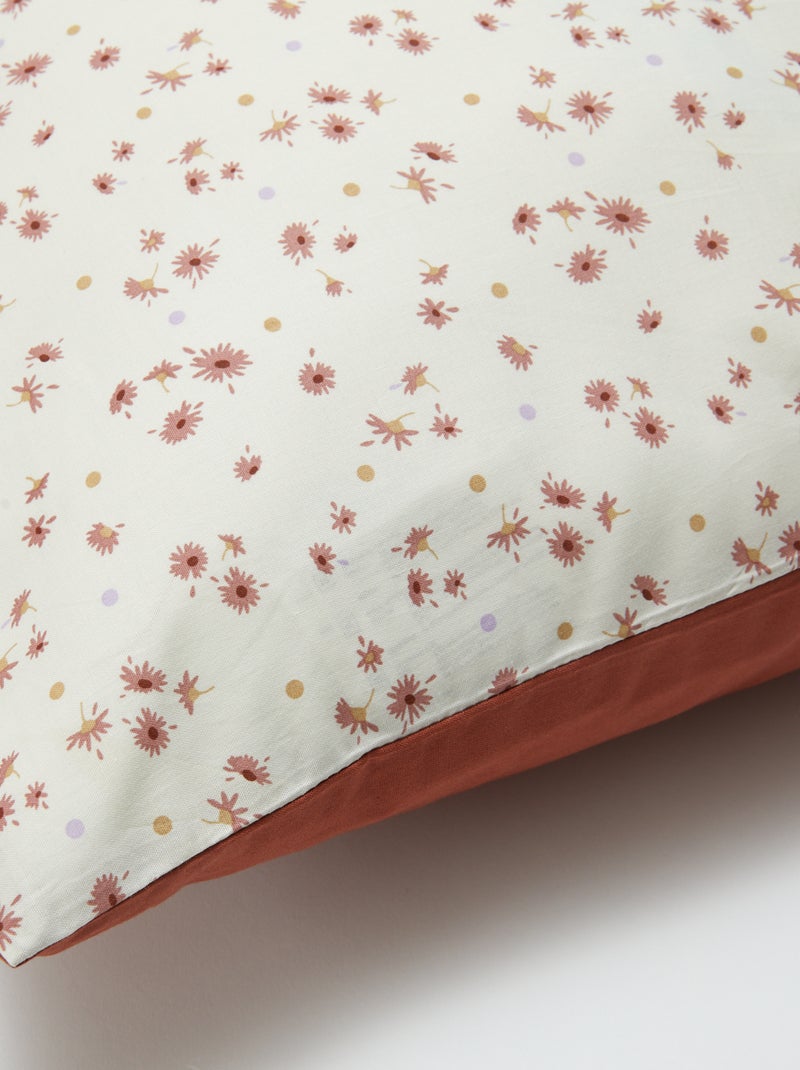 Parure de lit housse de couette (140 x 200cm)  + taie d'oreiller - 2 pièces Ecru/rose - Kiabi