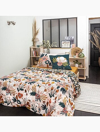 Parure de lit housse de couette avec taie d'oreiller 100% Coton 57 fils Champetre