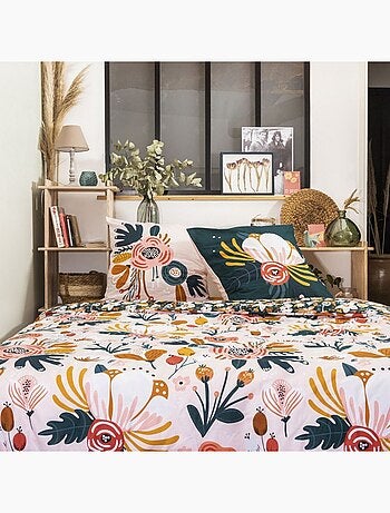 Parure de lit housse de couette avec taie d'oreiller 100% Coton 57 fils Champetre