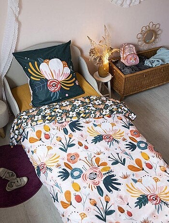 Parure de lit housse de couette avec taie d'oreiller 100% Coton 57 fils Champetre