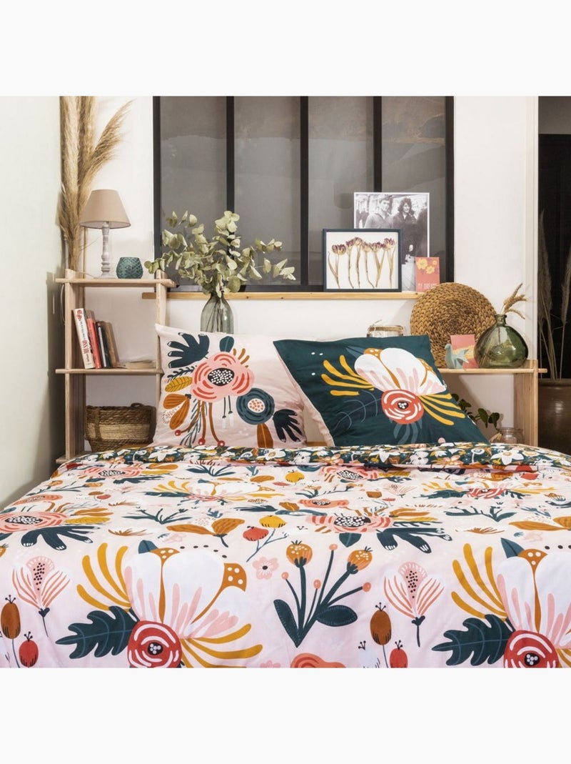 Parure de lit housse de couette avec taie d'oreiller 100% Coton 57 fils Champetre Multicolore - Kiabi
