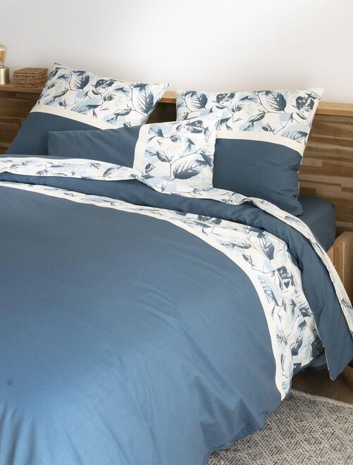Parure de lit housse de couette avec taies d'oreiller 100% Coton 57 fils Automnia Ocean Blue - Kiabi