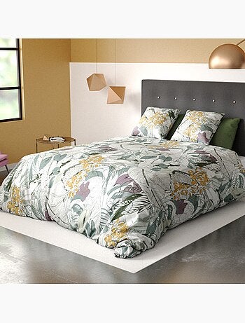 Parure de lit housse de couette avec taies d'oreiller 100% Coton Bio 57 fils Zelia