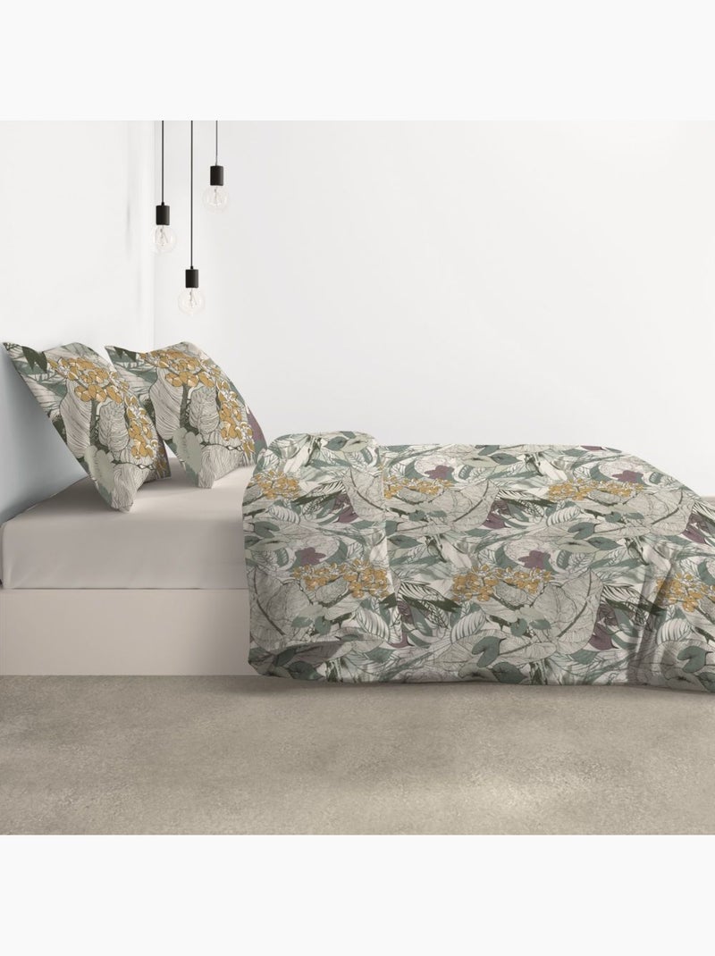 Parure de lit housse de couette avec taies d'oreiller 100% Coton Bio 57 fils Zelia Multicolore - Kiabi