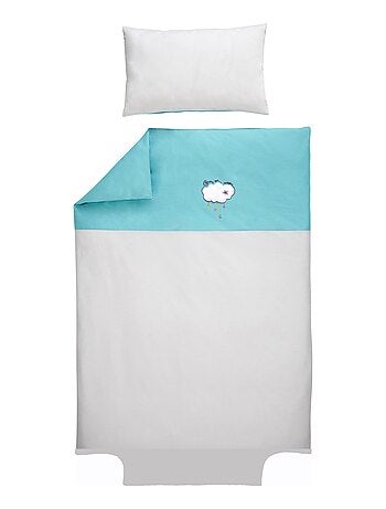 Parure de lit housse de couette brodée + taie - Coton bio - 'P'tit Basile'