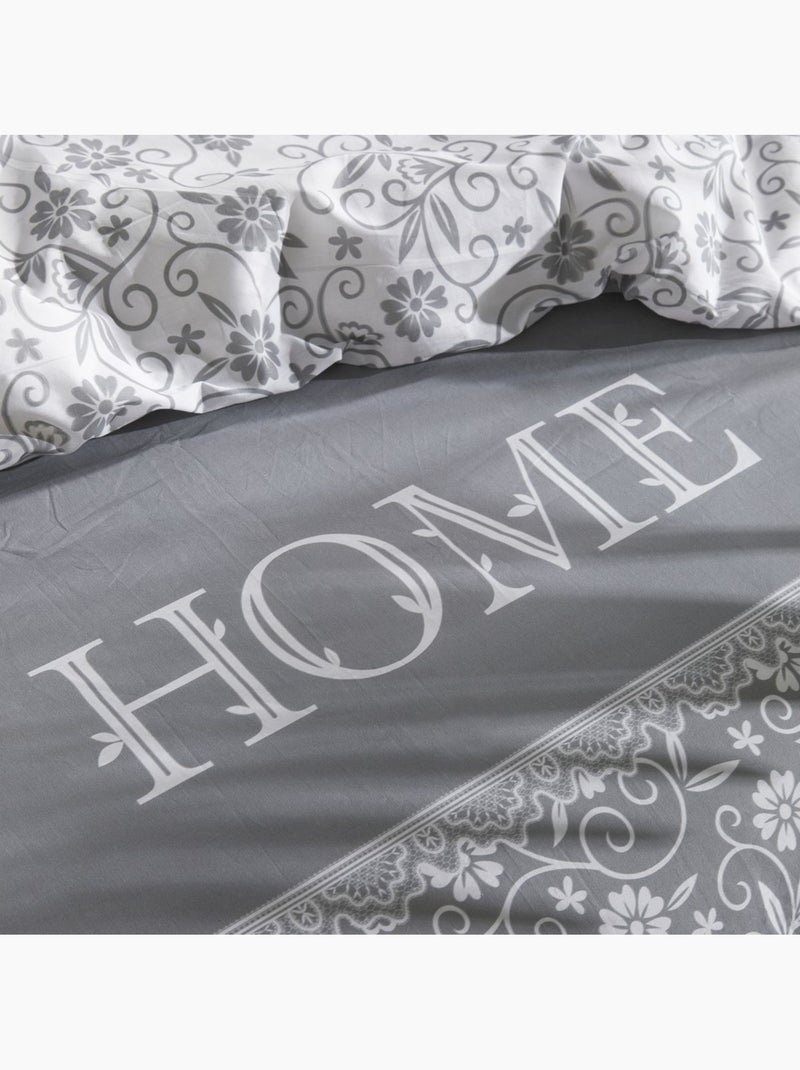 Parure de lit imprim? floral coton CHARME Gris clair - Kiabi