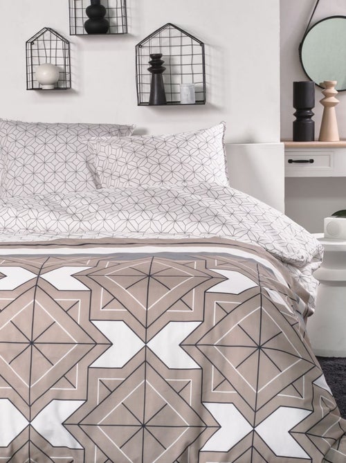 Parure de lit imprim? Graphique coton SUNSHINE LILA - Kiabi
