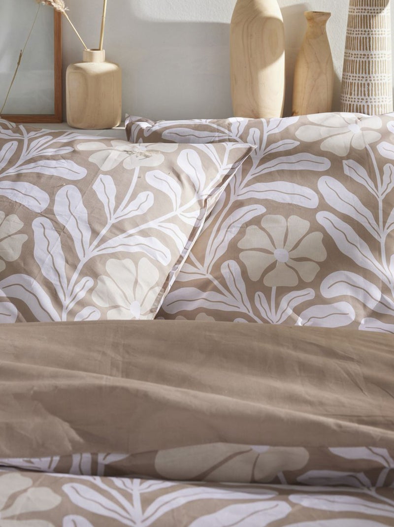 Parure de lit imprimé - 2 personnes Beige - Kiabi
